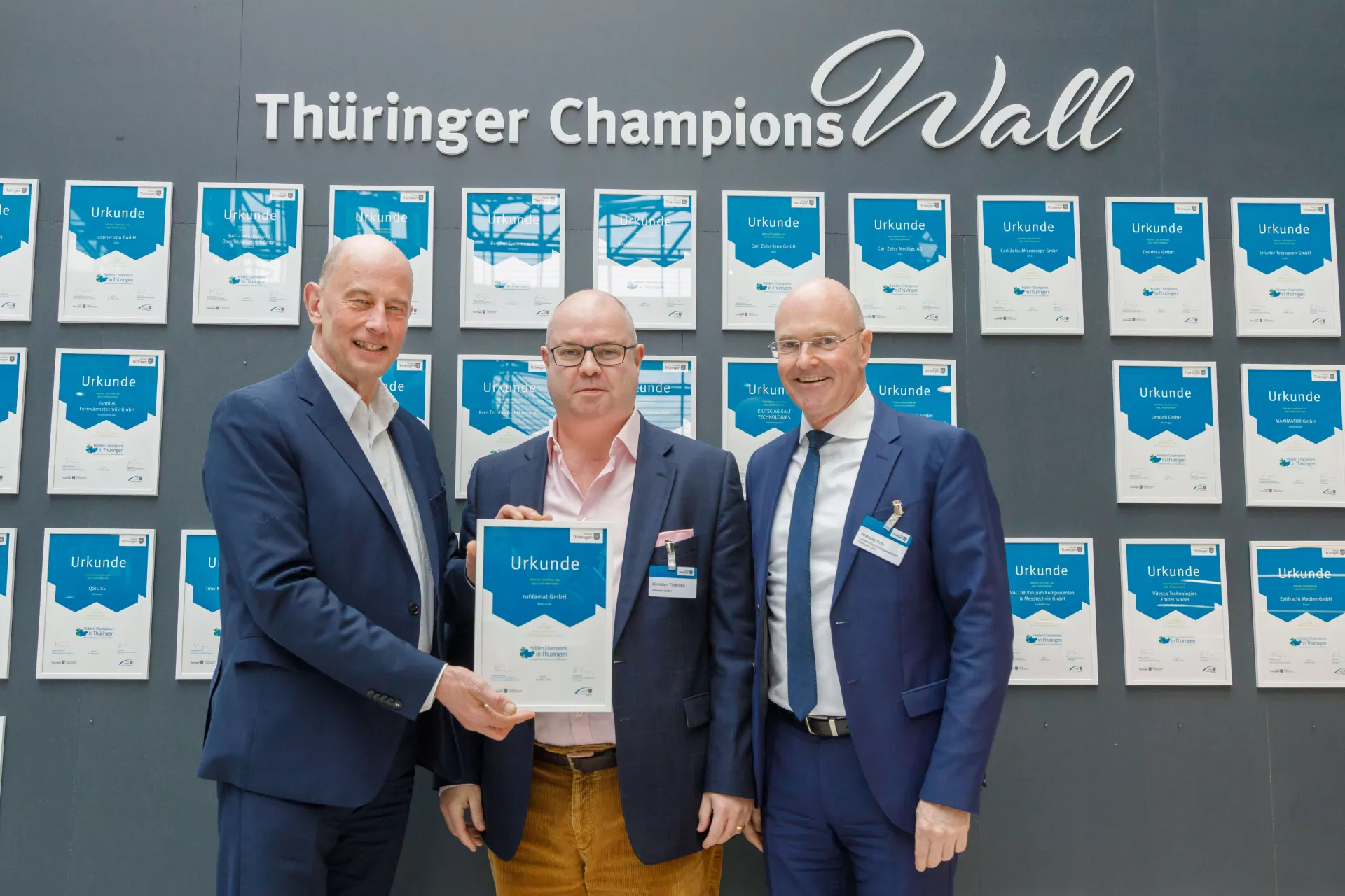 Preisverleihung an ruhlamat als Hidden Champion in Thüringen